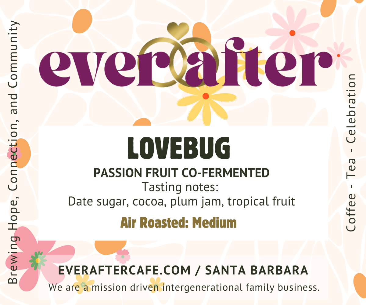 LOVEBUG (Passionfruit Co-Fermented) - Medium roast tasting notes: Passionfruit, caramel, candied walnuts, cocoa powder